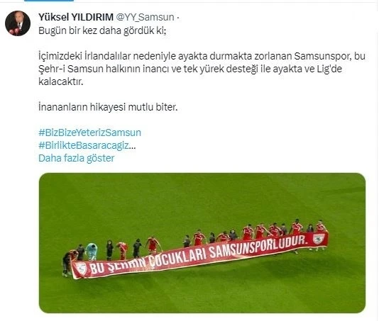 Yüksel Yıldırım: "Samsunspor ligde kalacaktır"
