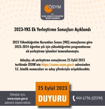 2023-YKS ek tercih sonuçları açıklandı
