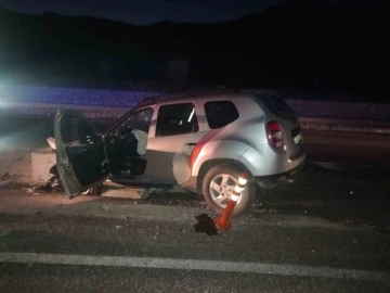 Amasya’da otomobil beton logara çarptı: 2 yaralı
