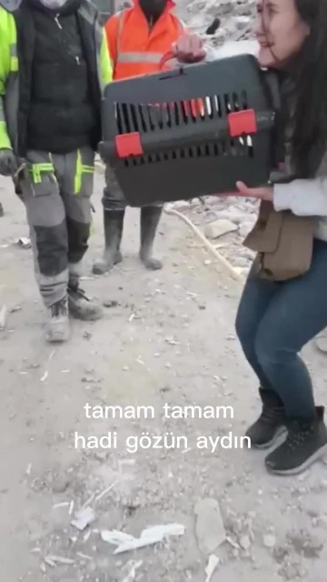 Artçı sarsıntılar arasında 7. katta mahsur kalan kediyi kurtardı
