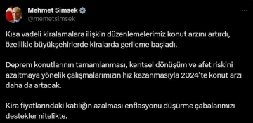 Bakan Şimşek: “Kira fiyatlarının azalması enflasyonu düşürme çabalarımızı destekliyor”
