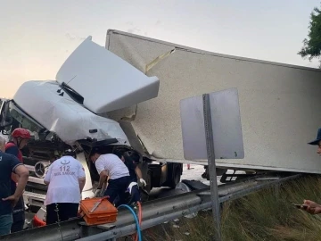 Bariyerlere çarpan tır ters döndü, 1 kişi hayatını kaybetti
