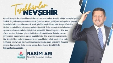 Belediye Başkanı seçilen Rasim Arı teşekkür mesajı yanladı
