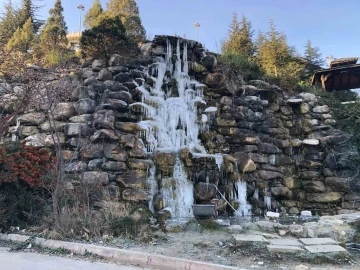 Bilecik’te süs şelalesi dondu
