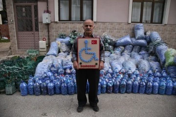 Bursa'da topladığı tonlarca kapakla engelliler için umut oldu