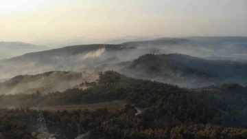 Çanakkale’de orman yangınının 3. gününde yanan alanlar böyle görüntülendi
