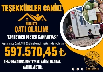 Canik’ten afet bölgesine konteyner desteği
