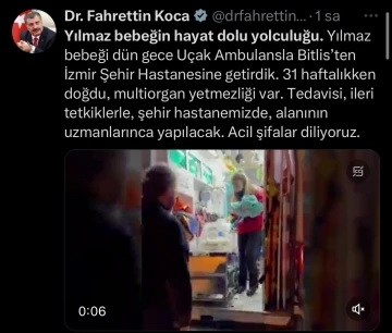 Çoklu organ yetmezliği olan bebek, uçak ambulansla İzmir’e sevk edildi
