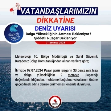 Dalga yüksekliğinin 2 metreyi bulduğu Samsun’da ’denize girmeyin’ uyarısı
