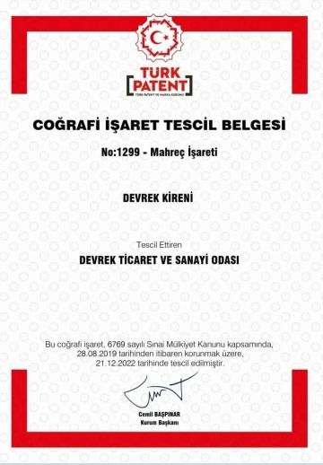 Devrek Kireni coğrafi işaret belgesi aldı
