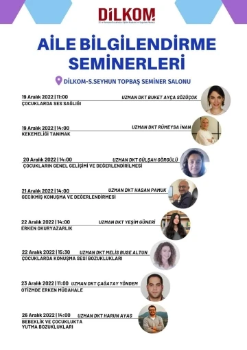 DİLKOM Aile Bilgilendirme Seminerleri başlıyor
