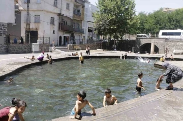 Diyarbakır’da sıcaktan bunalan çocuklar soluğu Anzele suyunda aldı
