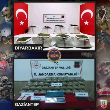 Diyarbakır ve Gaziantep’te toplam 278 kilo uyuşturucu ele geçirildi
