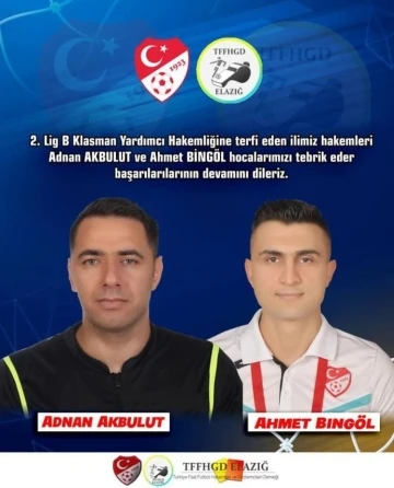 Elazığ’dan iki hakem B Klasman’a terfi etti
