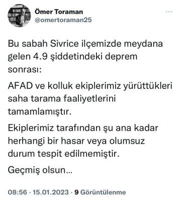 Elazığ Valisi Toraman, “Saha tarama faaliyetlerini tamamlamıştır&quot;
