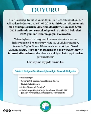 Eski tip sürücü belgesi uyarısı: Son tarih 31 Aralık
