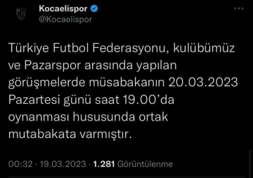 Hava muhalefeti seyahati engelledi, Kocaelispor-Pazarspor maçı ertelendi
