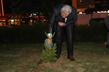 Hediye edilen fidanı valilik bahçesine dikti
