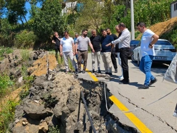 Heyelan meydana gelen yerlerde inceleme yapıldı
