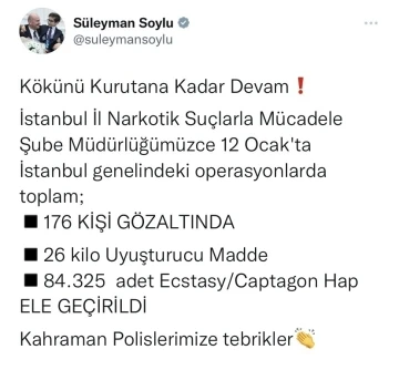 İçişleri Bakanı Süleyman Soylu duyurdu: 176 kişi gözaltında
