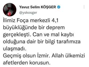 İzmir Valisi Köşger’den deprem açıklaması
