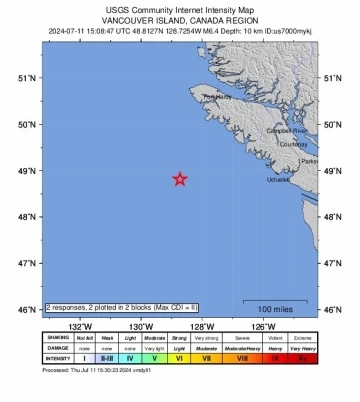 Kanada açıklarında 6.4 büyüklüğünde deprem
