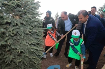 Konya’da 100. Yıl Cumhuriyet Ormanında fidanlar toprakla buluşturuldu
