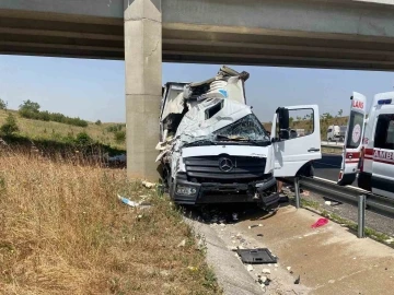 Köprü ayağına çarpan kamyonetin sürücüsü yaralandı
