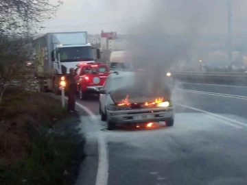 LPG’li otomobil alev alev yandı