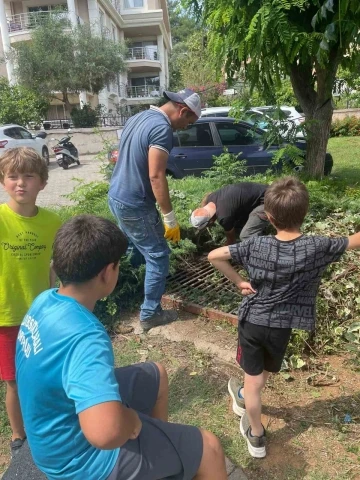 Marmaris’te belediye ekipleri yavru kediyi kurtardı
