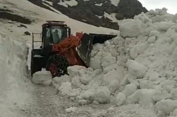 Mayıs ayında 5 metreyi bulan karda yol açma çalışması
