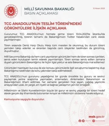 MSB’den TCG Anadolu’nun teslim törenindeki görüntülere ilişkin açıklama
