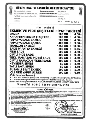 Nevşehir’de ekmek fiyatı arttı
