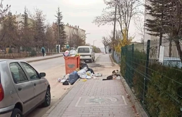 Odunpazarı’nda konteynerden taşan çöpler kaldırımı kapladı
