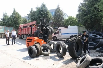 Ömrünü tamamlayan tonlarca lastik ekonomiye kazandırıldı
