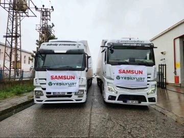 Samsun’dan afet bölgesine 4 tır battaniye ve gıda yardımı
