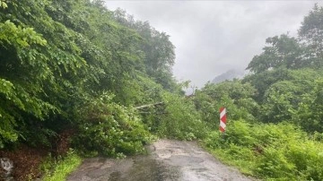 Samsun'da toprak kayması nedeniyle mahalle yolu trafiğe kapatıldı