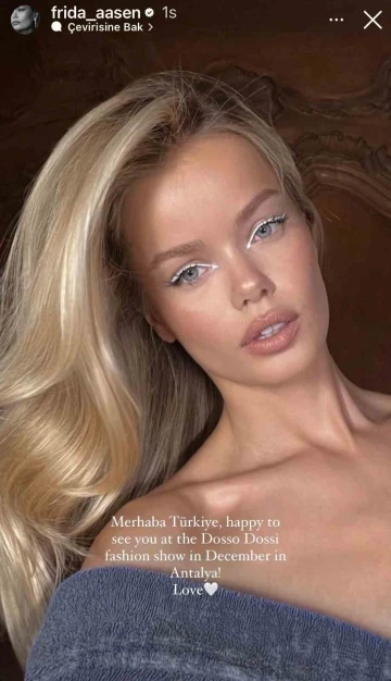 Ünlü top model Aasen’den Türkiye mesajı :&quot; Merhaba Türkiye&quot;
