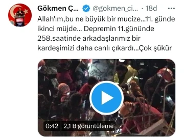 Vali Çiçek: &quot;11. günde ikinci müjde&quot;