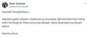 Vali Toraman: “Birimlerimize intikal eden herhangi bir ihbar bulunmamaktadır”