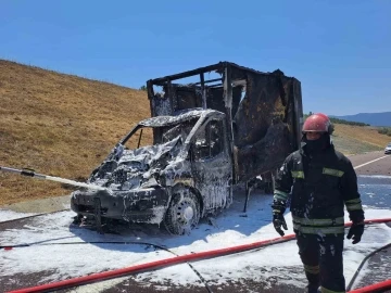 Yalova’da kamyonla çarpışan kamyonet alevlere teslim oldu