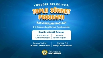 Yüreğir Belediyesi toplu sünnet programı kayıtları başladı
