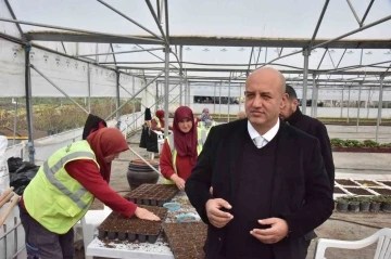 Yüz binlerce bitkiyi gözü gibi bakarak büyütüyorlar
