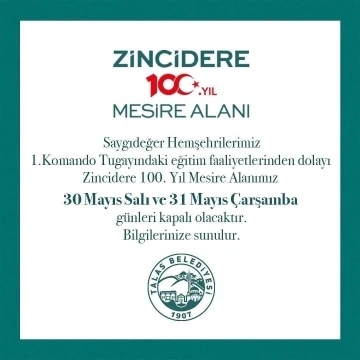 Zincidere Mesire Alanı 2 Gün Kapalı Olacak
